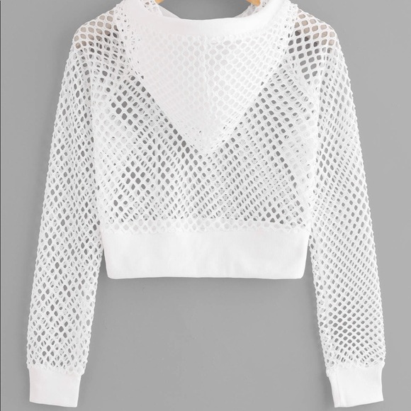 NWT Fishnet Cropped Hoodie - Picture 4 of 6